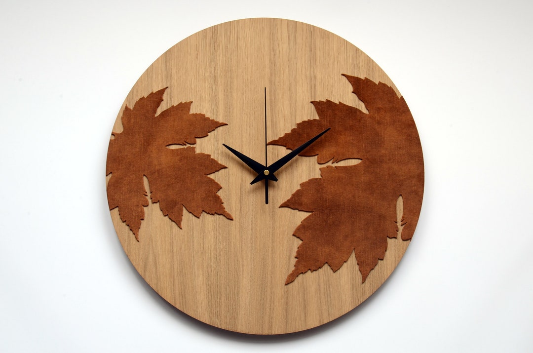 Maple Leaves Wall Clock / Autumn Inspired Wall Decor / Modern Home ...