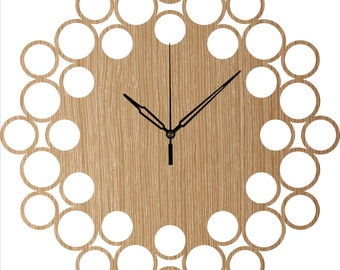 Wooden Wall Clock Bubbles - Abstract Clock, Minimalist Home Decor, Wooden Ornaments, Oversized Clock, Wedding Gift, Housewarming Gift