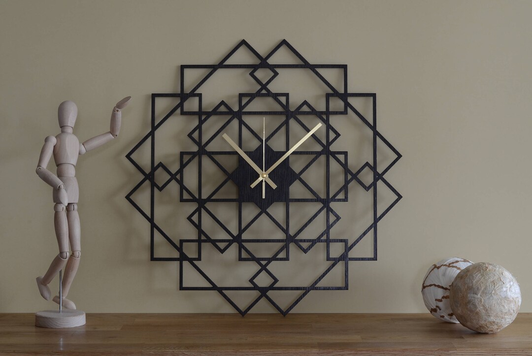 Wall Clock Wood Wall Clock Square, Big Clock, Square Wooden Clock