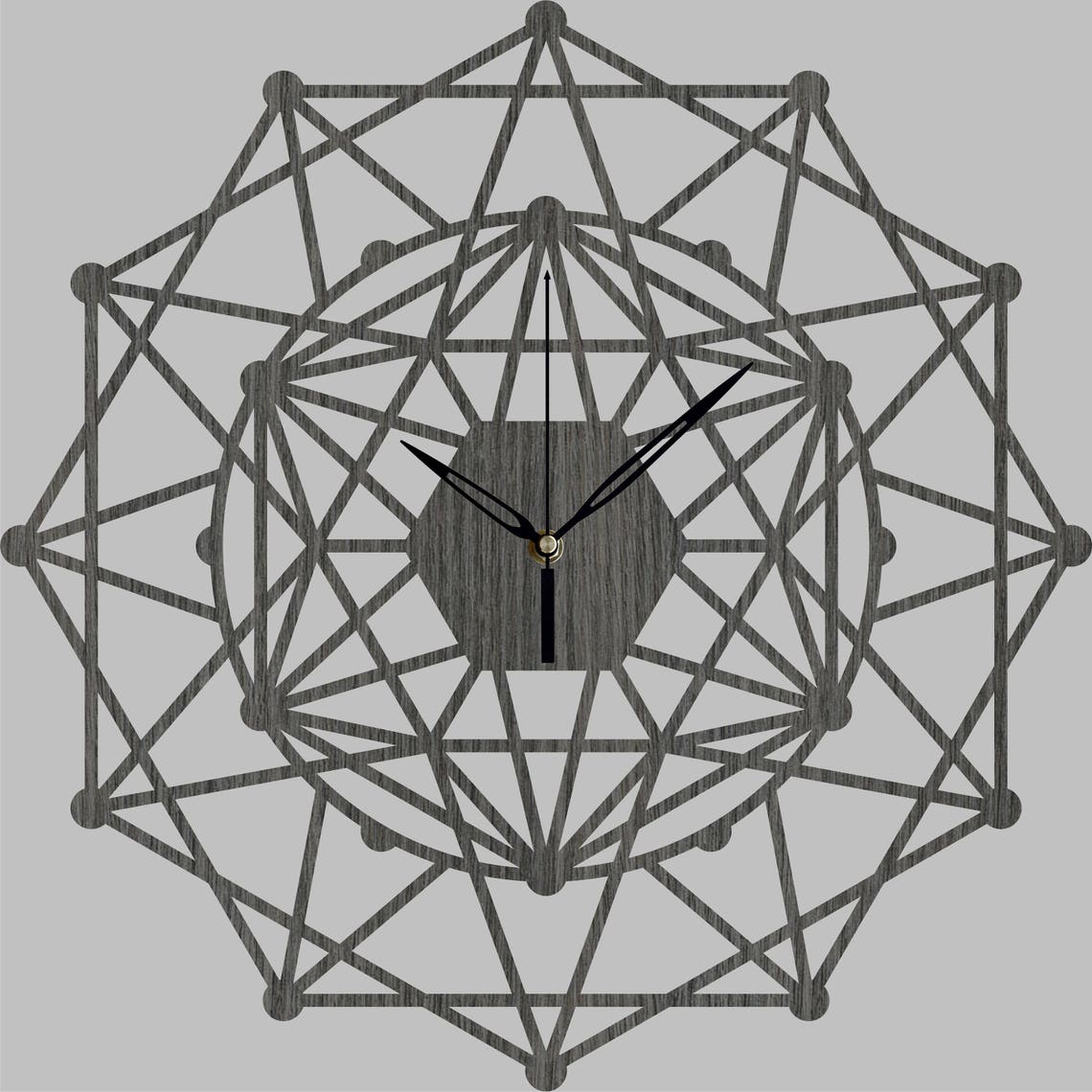 Wall Clock Wood Wall Clock Kaleidoscope Wood Decor Etsy