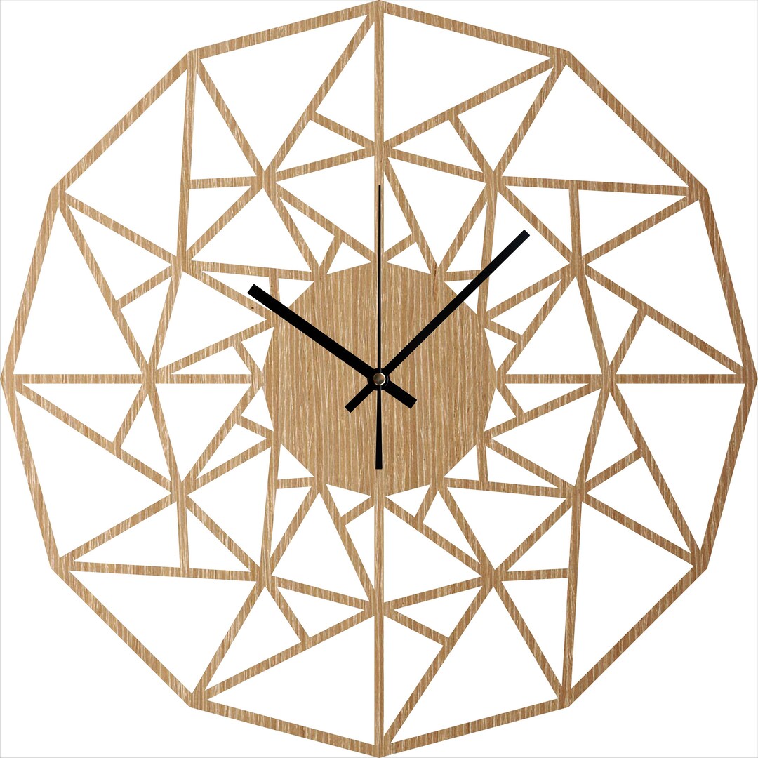 Wall Clock - Wood Wall Clock Triangles, Couple Gift, Clocks for Wall ...