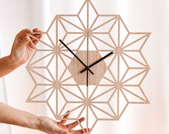 Silent Oak Wall Clock - Accento scandinavo Ispired Home, design minimalista e moderno Geometrico in legno Decoro da parete