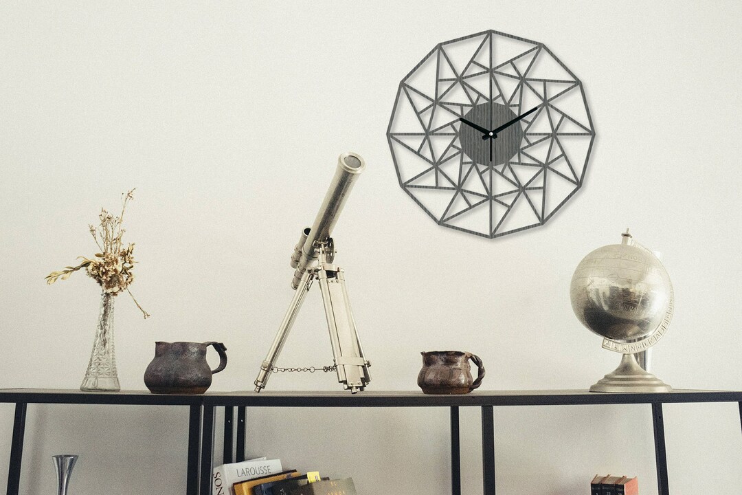 Wall Clock - Wood Wall Clock Triangles, Clocks for Wall, Modern Home ...