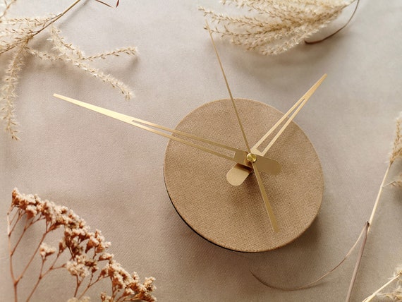 Small Size Round Beige Wall Clock - Minimalist Clock for Compact Spaces, Clock for Office, New Home Decor
