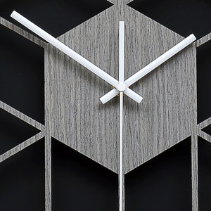 Large Wall Clock, Geometric Abstract Hexagon Clock, Gray Minimalist ...