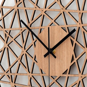 Polygonal Wall Clock - Wood Living Room Clock, Home Decor, Wood Decor, Modern Wall Clocks, Silent Natural Oak Clock, Gift for Home