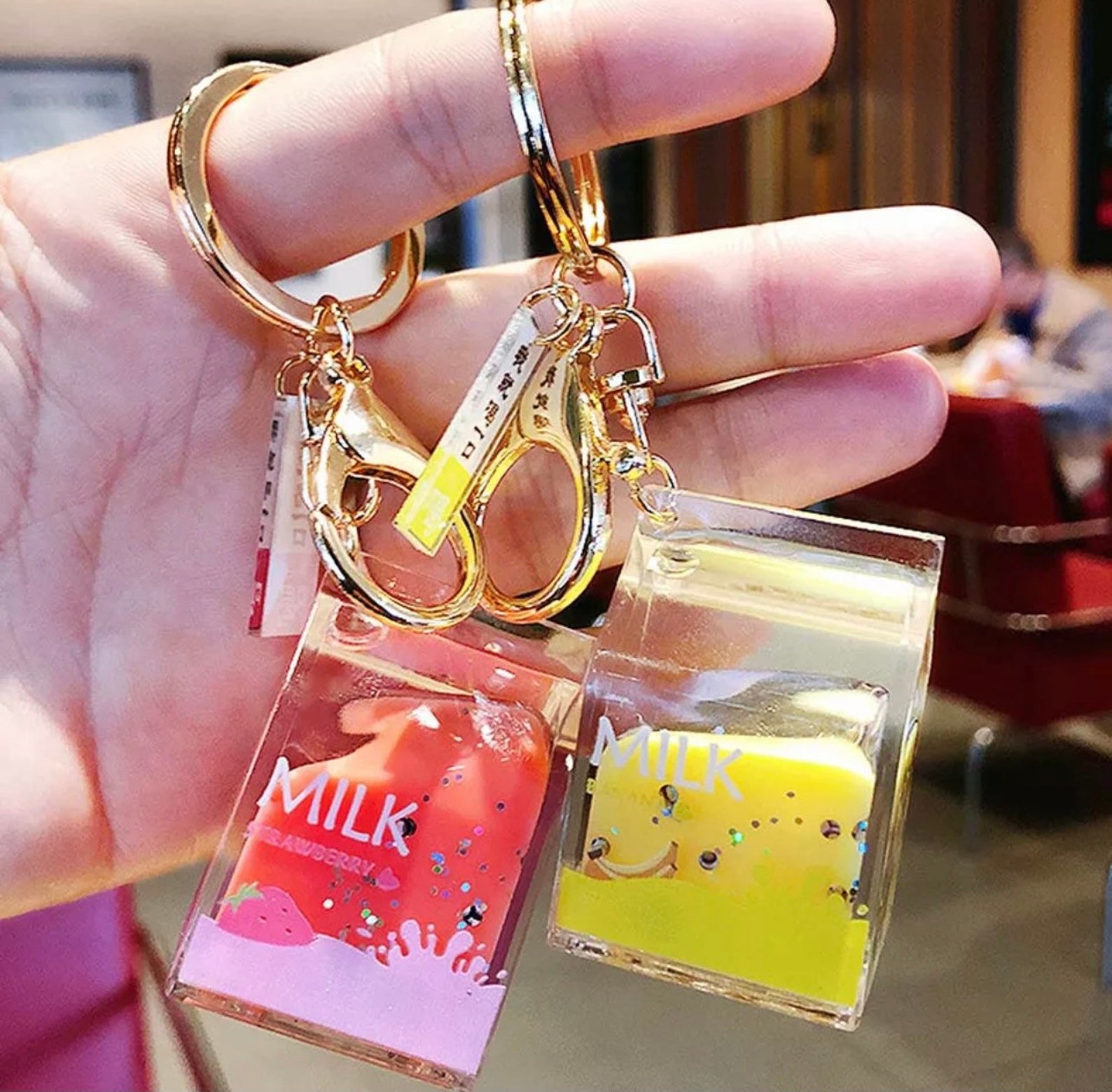 Milk Flavor Keychain acrylic keychain liquid keychain Etsy
