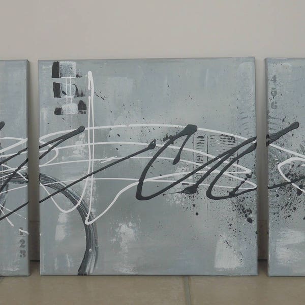 triptyque moderne gris