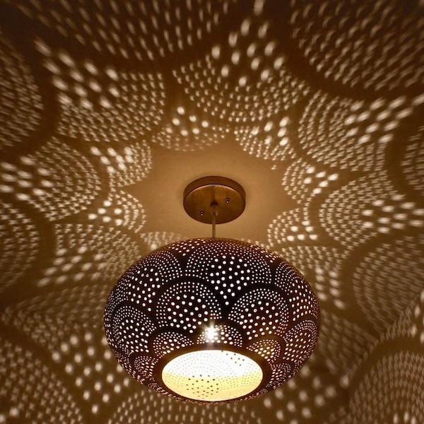 Egyptian Brass Ceiling Lamp Etsy