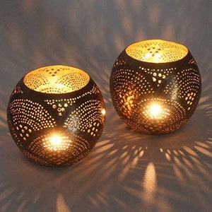 Set of 2 Brass Pendant Candle Holder, Tea Light Candle Holder, Moroccan Candle Holder, Egyptian Candle Holder,Moroccan Lantern ,