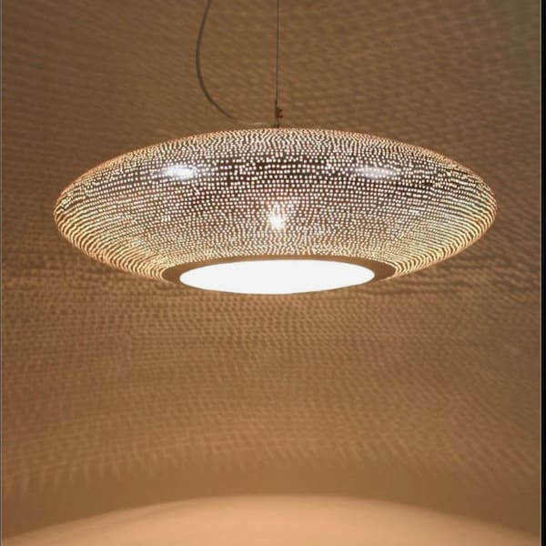 Brass ceiling lamp,  40cm or 50cm moroccan ceiling lamp, moroccan lamp, pendant brass lamp Oval Shape. UFO shape