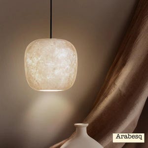 White Alabaster Stone Pendant Lamp. Natural Stone Hanging Light, Alabaster Ceiling Light,