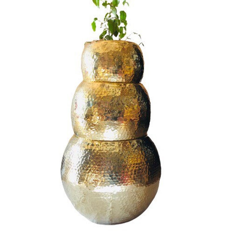 Handmade Brass Hammered Gold Plant Pots Etsy