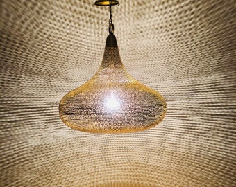 Luz colgante marroquí, iluminación colgante, lámpara colgante marroquí, luz de techo, luz de techo perforada, lámpara de pantalla de latón dorado acabado