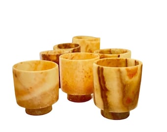 Egyptian White Brown Alabaster Stone Tea Light Candle Holder Alabaster Candle Holder Natural Stone One piece of Stone