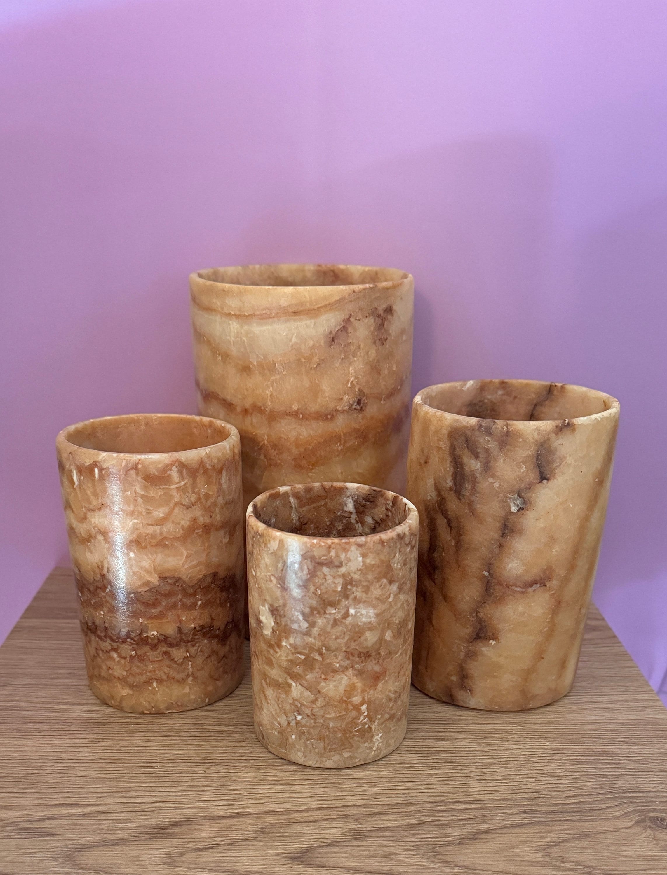 Brown Alabaster Candle Holder
