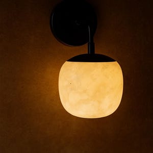 White Alabaster Wall Lamp, Natural Stone Light Fixture, Unique Wall Lamp, Elegant Ambient Lighting for Home Décor”