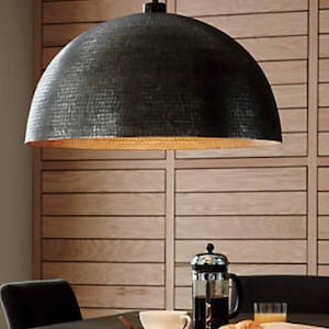 Hammered Metal Dome Pendant Light Light Fixture Ceiling Lights Moroccan Pendant Lamp Egyptian Pendant Lamp Black outside & Gold inside