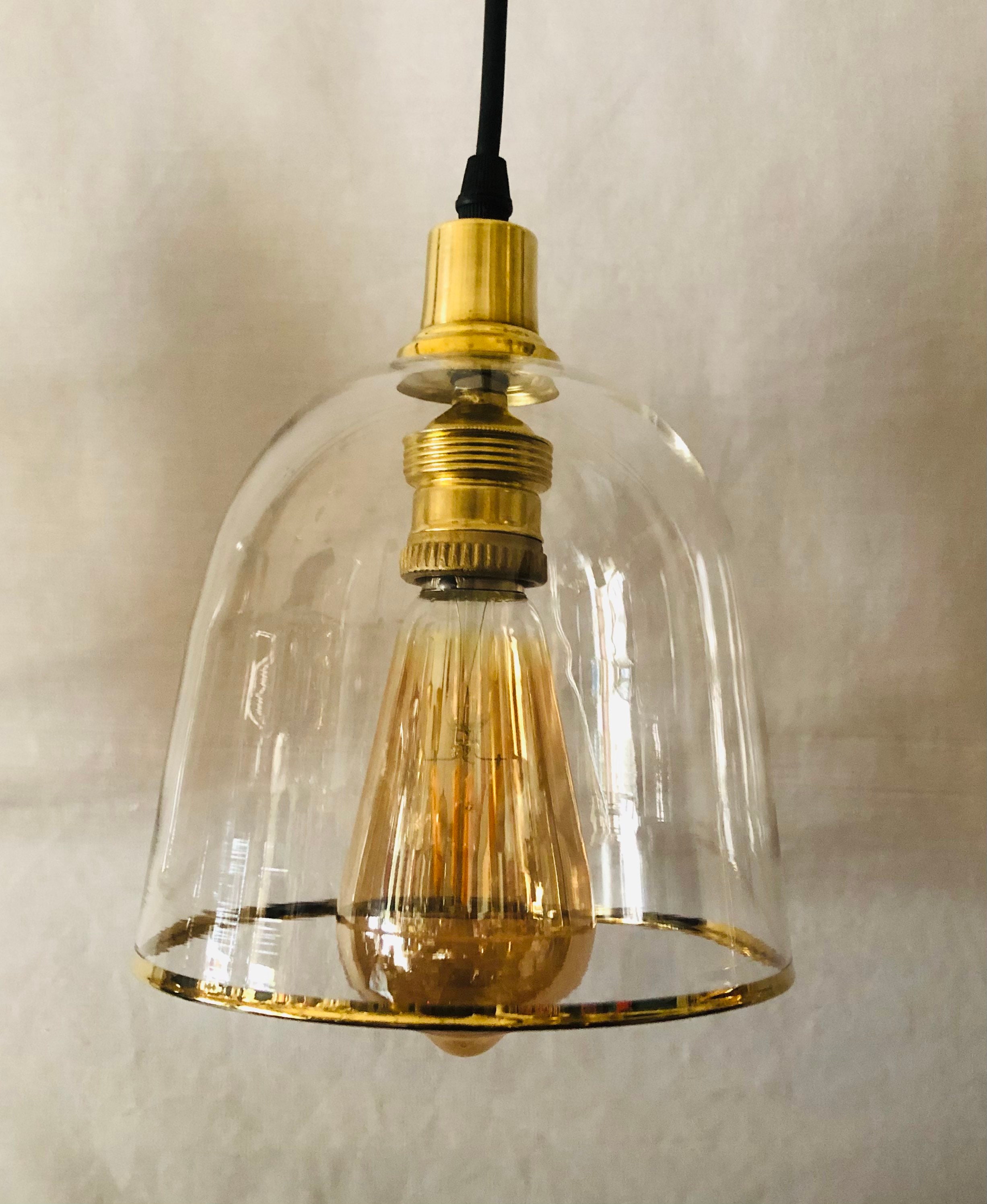 Messing & Pyrex Pendelleuchte. 3 Licht Lineare Bar. | Etsy