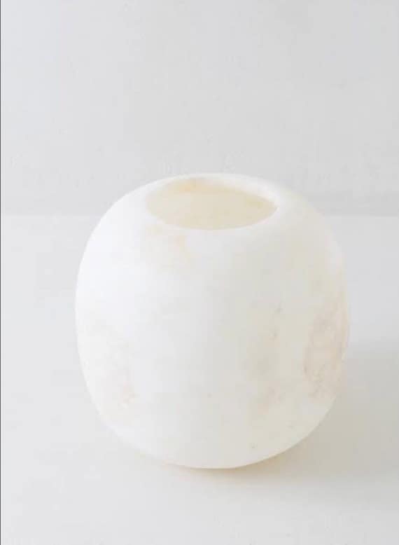Single White Alabaster Candle Holder – Natural Stone Tealight/Votive Holder With Soft Amber Glow For Home Décor - View #11