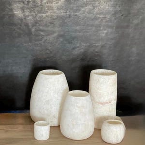 Set Of 5  White ALABASTER  CANDLE HOLDER White Alabaster Candle Holder. Tea Light Candle Holder.  Alabaster Natural Stone