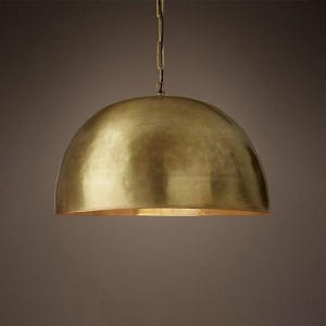 Brass Dome Pendant Lamp, Ceiling Light, Light Fixture, Oxide Brass Pendant Lamp, Hammered Brass Pendant Lamp.