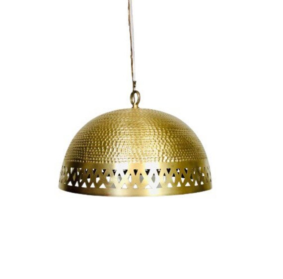 Hammered Brass Metal Dome Pendant Light Moroccan Pendant Lamp Etsy
