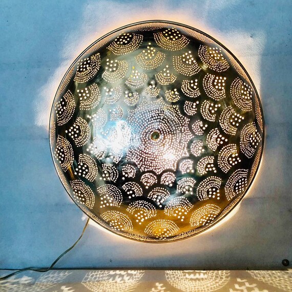 Handcrafted Moroccan Flush Mount Brass Ceiling Lights Pendant Light Silver Plated Available In Gold Color