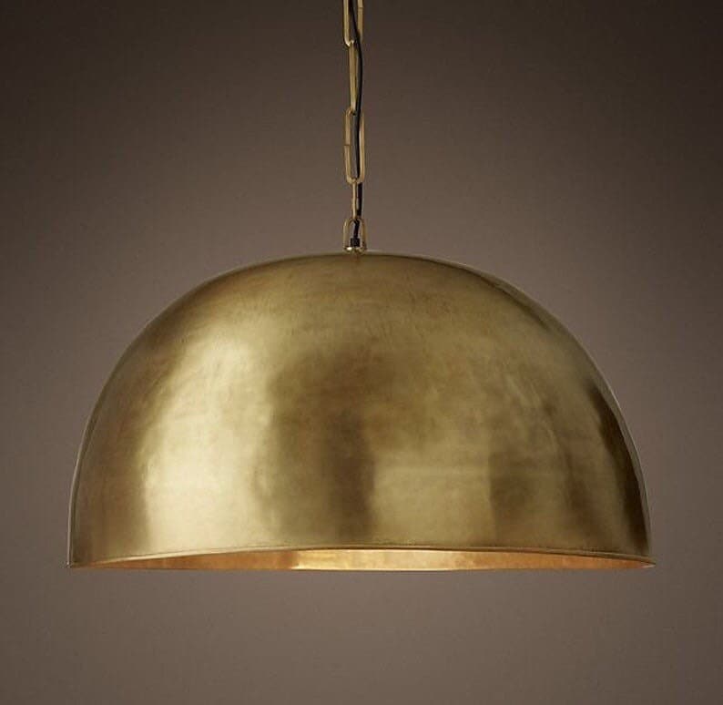 Antiqued Brass Dome Suspension Oxide Plafonnier Hammered Pendentif Marocain Suspension, Laiton Massi