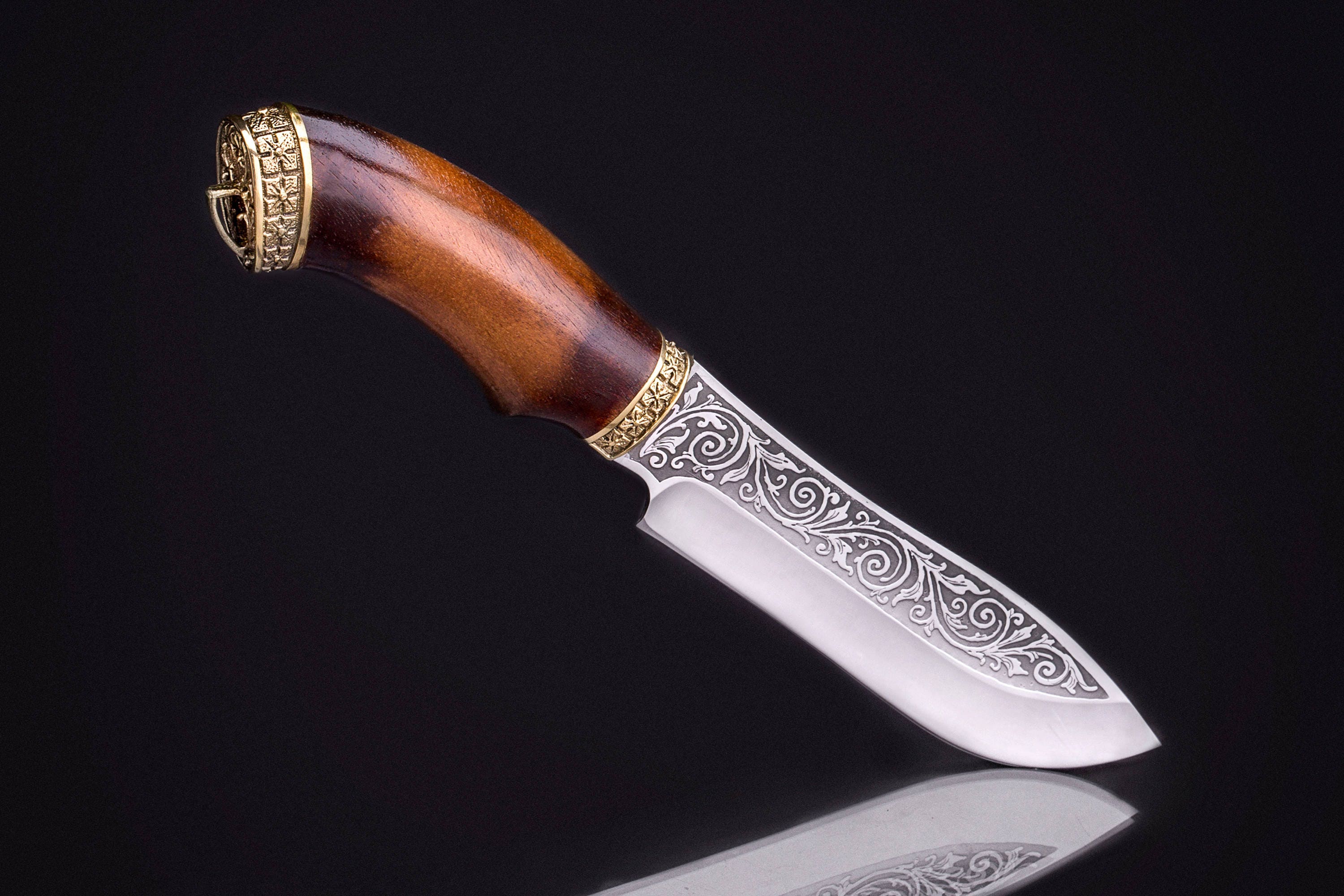 Handmade Knife Engraved Fixed Blade Hunting Knife Etsy