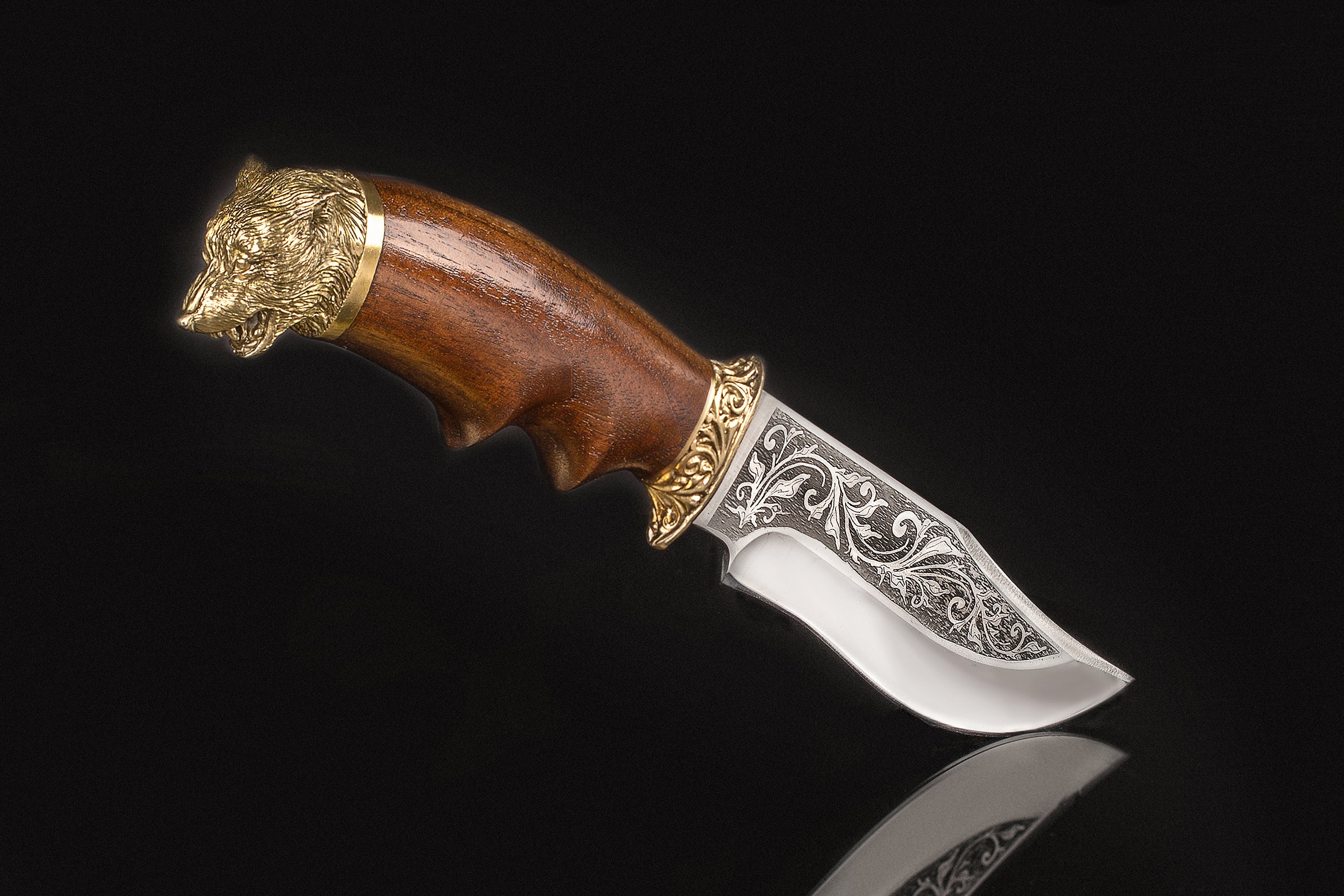 Wolf Hunting Knife Fixed Blade Animal Design Stainless Etsy