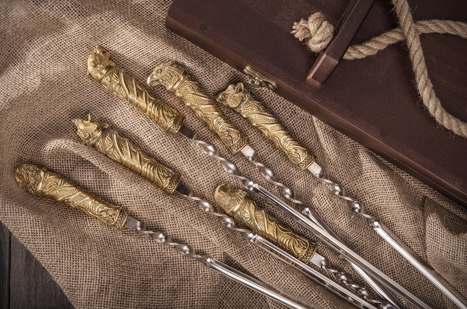 Frost Pray Skewers in Wood Box Stainless Steel Hand Etsy