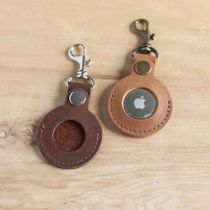 Leather AirTag Case: Personalized Holder with Snap Clip, Handmade with Real Leather