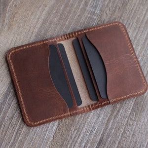 5 Taschen Fold-over Portemonnaie: Personalisiertes Kartenportemonnaie, Handgemacht aus Echtem Leder