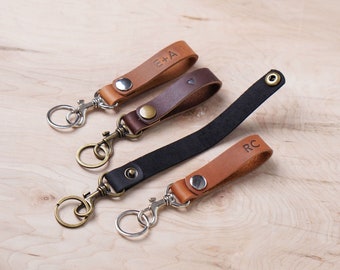 Belt Clip Keychain with Trigger Snap Clip, Removeable Leather Key Holder, Personalized, Multiple Colors