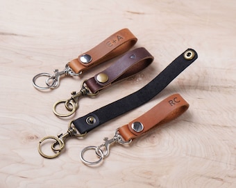 Belt Clip Keychain with Trigger Snap Clip, Removeable Leather Key Holder, Personalized, Multiple Colors