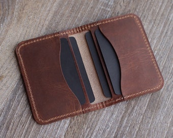 5 Pocket Fold-over Wallet: Personalized Card Wallet, Handmade with Real Leather