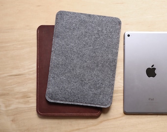 iPad Sleeve: Handmade, Personalized Leather and Wool Tablet Cover for iPad, Pro, and Air