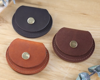 Custom Leather Ring Pouch, up to 2 Rings, Round: Rustic Wedding, Gifts, Personalized