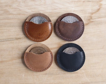 EDC Coin Slip, Personalized: Multiple Colors, Leather Coin Holder, Challenge Coin Pouch, Sleeve