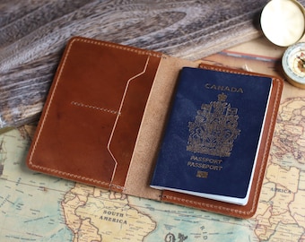 Étui pour passeport en cuir, personnalisation : étui fait main, portefeuille de voyage, porte-cartes, cadeau d'anniversaire