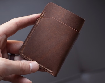 Minimalist Card Holder: Personalized Slim Front-Pocket Wallet, Handmade with Real Leather