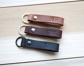 Personalized Leather Keychain, Fob, Gift, Anniversary, Multiple Colors