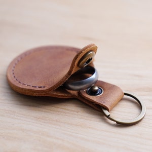 Leather Ring Pouch with Key Ring: Personalized Ring Protector image 3