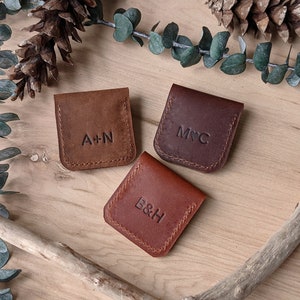 Custom Leather Ring Pouch, Rustic Wedding, Gifts, Personalized image 3