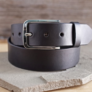 Men&#39;s Leather Belt - Handmade, 1.5&quot; Full Grain Leather: Black, Brown, Rugged Tan, Rugged Brown