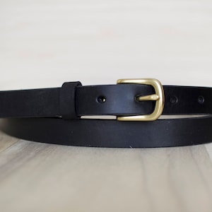Women&#39;s Leather Belt - 3/4&quot; wide, Handmade, Full Grain: Black, Dark Brown, Tan