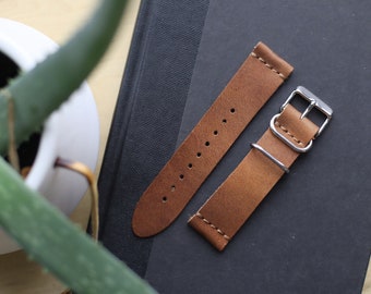 Minimalist Leather Watch Strap Band | Handstitched, Multiple Sizes 18/20/22/24mm