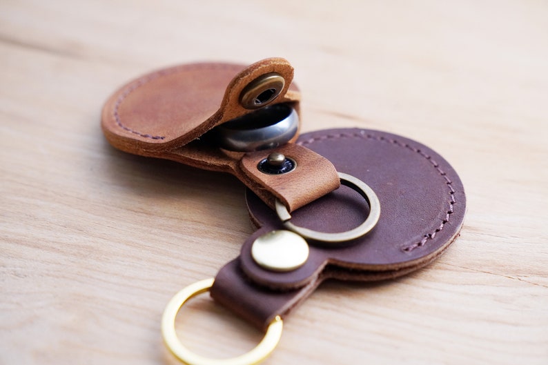 Leather Ring Pouch with Key Ring: Personalized Ring Protector image 2