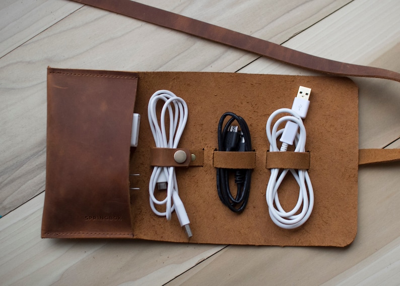 Leather Cable and Cord Organiser Removable Cord Keeper | Etsy